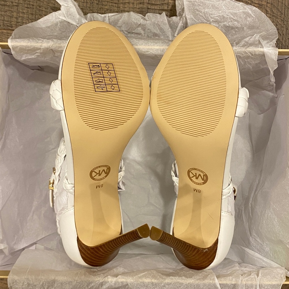 Michael Kors White Astrid Wrapped Sandals Slide Shoes Heels Pumps 8 NEW - Picture 7 of 7